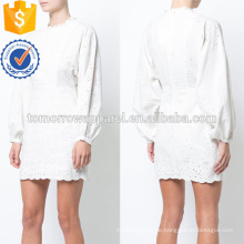 White Lace Long Sleeve Rüschen Hals Mini Sommer Tägliches Kleid Herstellung Großhandel Mode Frauen Bekleidung (TA0066D)